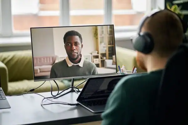 Man attending online mediation Penryn MIAMS session